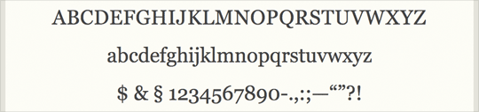 extrait d'écran de Web Font Specimen présentant les Glyphes à 42px