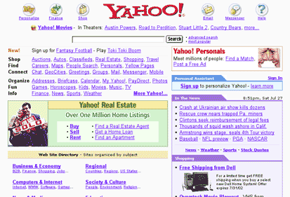 L'interface de Yahoo!